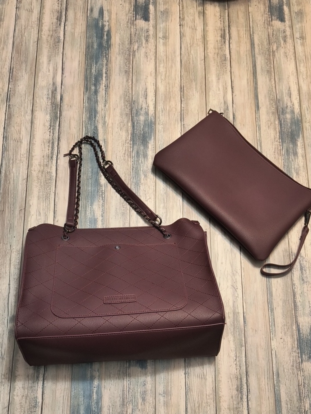 Melie Bianco -  Leather Shoulder Tote Bag + Bonus Pouch